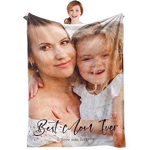 Easycosy Personalisierte Muttertagsgeschenke, Personalisiert Decke mit Foto & Text, Fotodecke mit Eigenem Foto, Kuscheldecke Decke Selbst Gestalten, Personalisierte Geschenke für Mama Freundin Papa von Easycosy