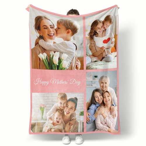 Easycosy personalisierte Muttertagsgeschenke für Mama Frauen- weiche personalisierte Decke Fotodecke Mit Foto Text, liebevolle Fotogeschenk für Freundin Papa Schwester Beste Freundin Partner von Easycosy