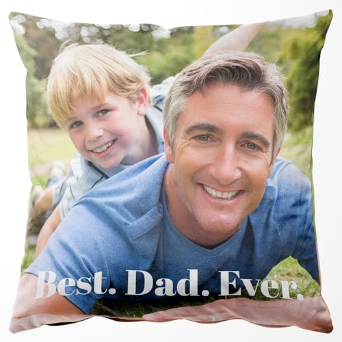 Easycosy Personalisiertes Kissen aus Premium Samt mit Foto, Doppelseitiger FotoKissen-Bezug mit 2 Fotos & Text Bedrucken als Fotogeschenk zum Muttertag Vattertag Mama-ohne Kissenfüllung (45 x 45 cm) von Easycosy