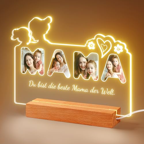 Easycosy personalisiert Liebe Bilderrahmen Nachtlicht - Muttertagsgeschenk für Mama & Vatertagsgeschenke für papa - Personalisierte Geschenke für Frauen Freundin & Tochter - Acryl Fotorahmen mit Text von Easycosy