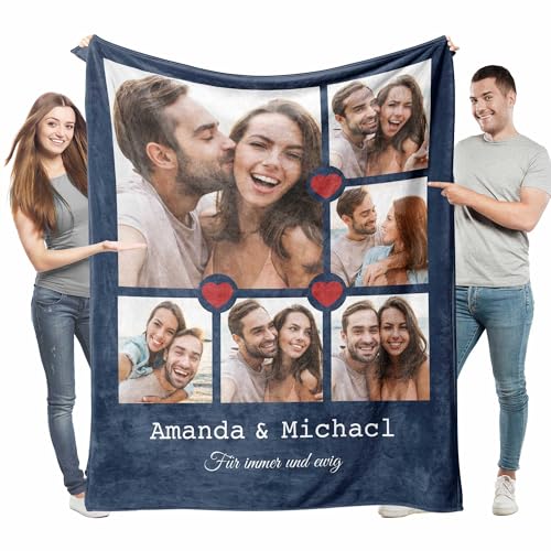 Easycosy personalisierte Decken für Paare Geschenke Benutzerdefinierte Bild werfen Decke Personalisierte Foto werfen für Freundin Ihr Geburtstag Anniversay Ideen 100×125cm von Easycosy