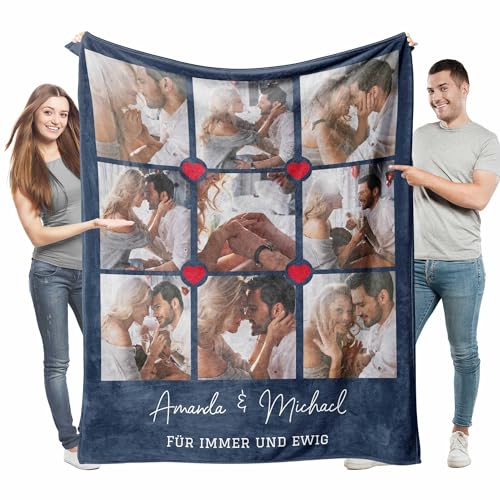 Easycosy personalisierte Decken für Paare Geschenke Benutzerdefinierte Bild werfen Decke Personalisierte Foto werfen für Freundin Ihr Geburtstag Anniversay Ideen 100×125cm von Easycosy