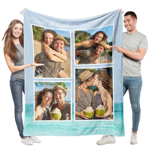 Easycosy personalisierte Decken für Paare Geschenke Benutzerdefinierte Bild, Foto Decke für Freundin Frauen Männer zum Geburtstag Anniversay Muttertagsgeschenk für Mama 120×150cm von Easycosy