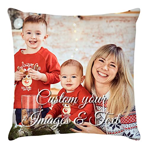 Easycosy personalisierte Fotokissen Bezug selbst gestalten, Doppelseitiger FotoKissen-Bezug mit Fotos & Text selbst gestalten - Foto Geschenke für Frauen Mama zum Geburtstag Weihnachten (40 * 40cm) von Easycosy
