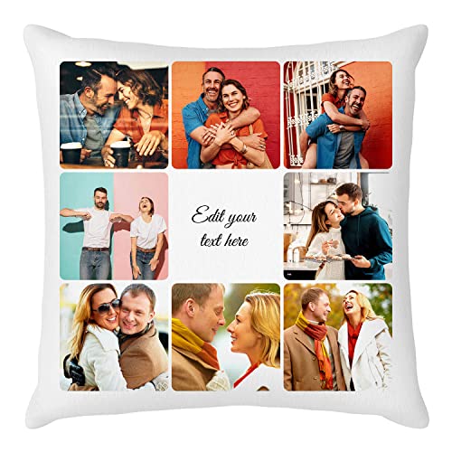 Easycosy personalisierte Fotokissen Bezug selbst gestalten, Doppelseitiger FotoKissen-Bezug mit 8Fotos & Text selbst gestalten - Foto Geschenke für Frauen Mama zum Geburtstag Weihnachten (50 * 50cm) von Easycosy