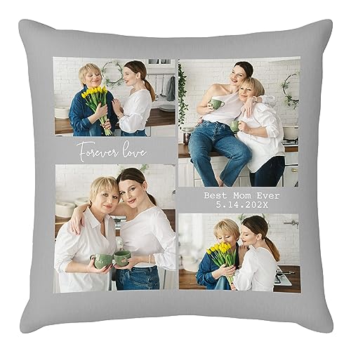 Easycosy personalisierte Fotokissen Bezug selbst gestalten, Doppelseitige Bedruckte Kissen mit Foto Text & Mehrere Design-Optionen als Fotogeschenk zum Muttertag Geburtstag Mama (55 * 55cm) von Easycosy