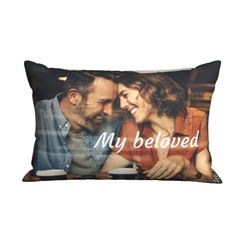 Easycosy personalisierte Fotokissen Bezug selbst gestalten, Doppelseitige bedruckte Kissen mit Foto Text & Mehrere Design-Optionen als Fotogeschenk zum Geburtstag, Valentinstag (50*75cm))-Kein Füllung von Easycosy