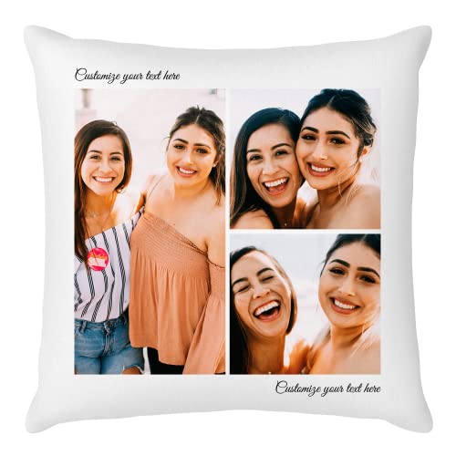 Easycosy personalisierte Fotokissen Bezug selbst gestalten, Doppelseitiger FotoKissen-Bezug mit Fotos & Text selbst gestalten - Foto Geschenke für Frauen Mama zum Geburtstag (61 * 61cm)-Kein Füllung von Easycosy