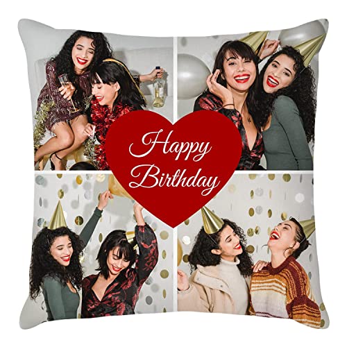 Easycosy personalisierte Fotokissen Bezug selbst gestalten, Doppelseitiger FotoKissen-Bezug mit Fotos & Text selbst gestalten - Foto Geschenke für Frauen Mama zum Geburtstag (66 * 66cm)-Kein Füllung von Easycosy