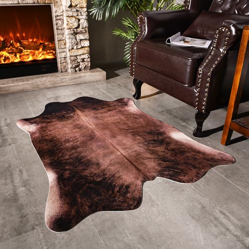 Easycozy Teppich aus Rindsleder, großer Kuhdruck, 90 x 120 cm, verdickt, elastisch, für Schlafzimmer, Wohnzimmer, Heimbüro, westliche Dekoration Easycozy Teppich aus Rindsleder, großer Kuhdruck, 90 x 120 cm, verdickt, elastisch, für Schlafzimmer, Wohnzimmer, Heimbüro, westliche Dekoration von Easycozy