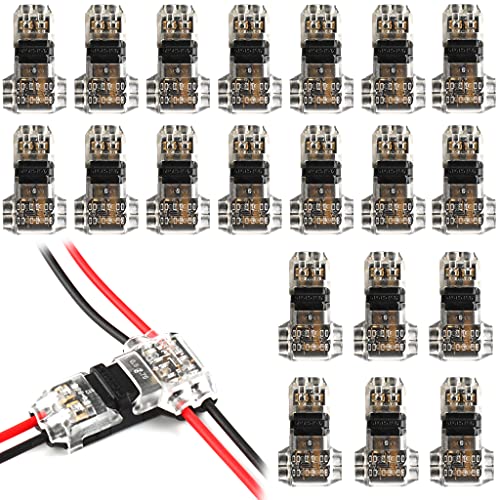 20 Stück Wasserdicht T Verbinder, Niederspannung und Staubdicht T Hahn Kabelverbinder, Keine Notwendigkeit Isolierband zu Wickeln, Anschlusskabel für Verzweigung in Drähte von Easyhomie