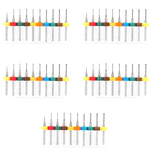 50 Stück PCB Bohrer Bit Set, 0,3mm-1,2mm Mini Spiralbohrer aus Wolframstahl für 3D Drucker Präzisionsbohrer Jewelry Bohrwerkzeuge, Leiterplatte Gravierwerkzeuge (5 x 10 Größe) von Easyhomie