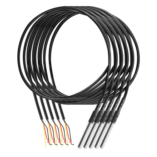 Easyhomie 5 Stück Wasserdichtes Kabel für Temperatursensor DS18B20, 3m, Geeignet für Arduino & Raspberry Pi Thermoelementthermometer von Easyhomie