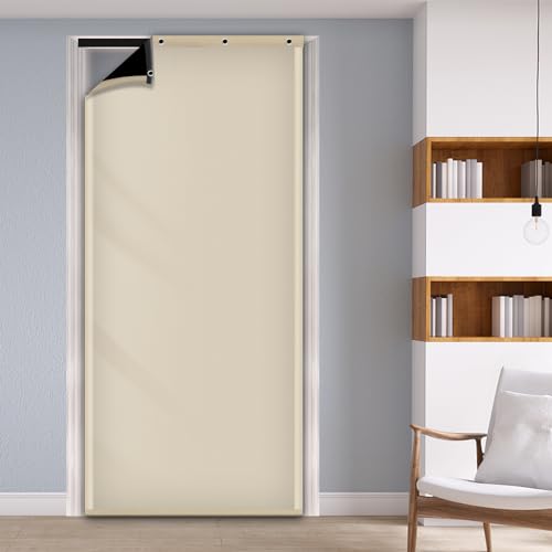 Wärmeisolierter Türvorhang & Kältebeständiger Türvorhang, Verwendung in zwei Jahreszeiten, Wasserdichte Oberfläche + Dicke Baumwollfüllung (100x210cm, Beige) von Easyhomie