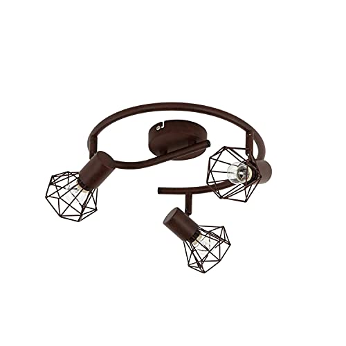 Easylight Retro Deckenstrahler Rostbraun Metall 3-flammig geometrischer Drahtschirm MIA Wohnzimmer Deckenlampe von Easylight