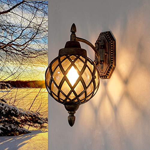 Easylight XXL Aussen Wandleuchte KAIRO aus Aludruckguss in Kupfer Antik IP44 wetterfest H: 40 cm für Terrasse Garten Hauswand Außenleuchte Wandlampe Hof von Easylight