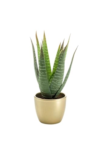 Easyplants Künstliche Pflanze Aloe Vera 33 cm im Goldtopf von Easyplants