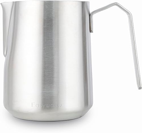 Easyworkz Espresso Dampfkrug Edelstahl 600ml Kaffee Aufschäumen Picther Milchkännchen Cappuccino Latte Art Tasse gebürstet Silber von Easyworkz