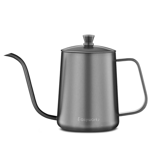 Easyworkz Gage Gooseneck Pour Over Kaffeekanne 600ml, Edelstahl, Schwanenhals, Langer Auslauf, Handtropfkessel von Easyworkz