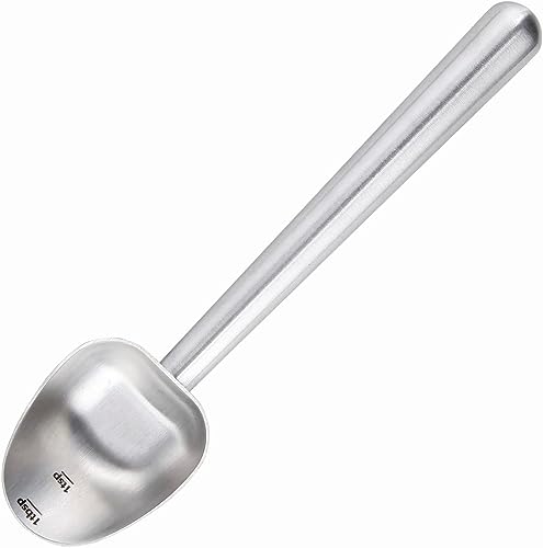 Easyworkz Kaffeelöffel mit langem Hohlgriff aus Edelstahl, 7 g Messlöffel für gemahlenen Kaffee und losen Tee, Gebürstetes Silber von Easyworkz