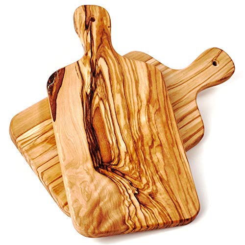 2er Set Schneidebrett mit Griff (ca. 30cm lang) von das Olivenholzbrett