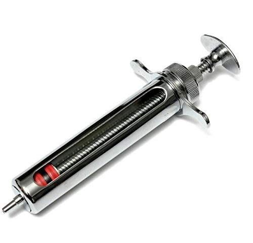 EatingBiting(R) 30 ml wiederverwendbare Edelstahl-Spritze, hypoderme Tierspritze, Glas für Labor, hochwertiger Edelstahl, einfache Struktur, mit Feststellschrauben, einfache Bedienung von EatingBiting