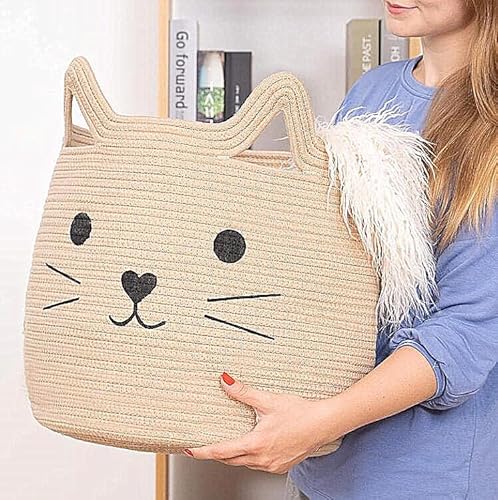 EatingBiting 38,1 cm Katzen-Baumwollseil, gewebter Aufbewahrungskorb, Schreibtisch-Aufbewahrungskorb, handgefertigt, Nachttisch-Arrangement, Aufbewahrungsbox, Korb-Organizer EatingBiting 38,1 cm Katzen-Baumwollseil, gewebter Aufbewahrungskorb, Schreibtisch-Aufbewahrungskorb, handgefertigt, Nachttisch-Arrangement, Aufbewahrungsbox, Korb-Organizer von EatingBiting