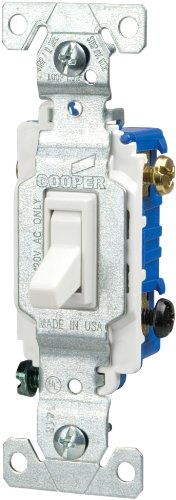 Cooper Wiring Devices 1303-7W-BOX 15-Amp 120-volt Standard Grade 3-Way Toggle Switch with Push and Side Wiring, Non-Grounding, White Color by Cooper Wiring Cooper Wiring Devices 1303-7W-BOX 15-Amp 120-volt Standard Grade 3-Way Toggle Switch with Push and Side Wiring, Non-Grounding, White Color by Cooper Wiring von Eaton