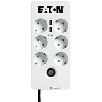EATON Protection Box 6 USB Tel DIN 6-fach Steckdosenleiste mit Überspannungsschutz weiß mit USB-Buchse von Eaton