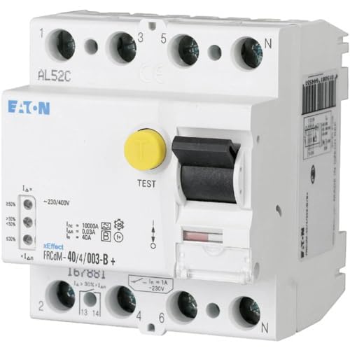 Eaton 167897 digitaler allstromsensitiver FI-Schalter, 40A, 4p, 300mA, Typ G/B von Eaton