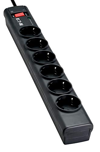 Steckdosenleiste/Überspannungsschutz – Eaton Protection Strip 6 FR – PS6F – 6 französische Steckdosen – Schwarz von Eaton