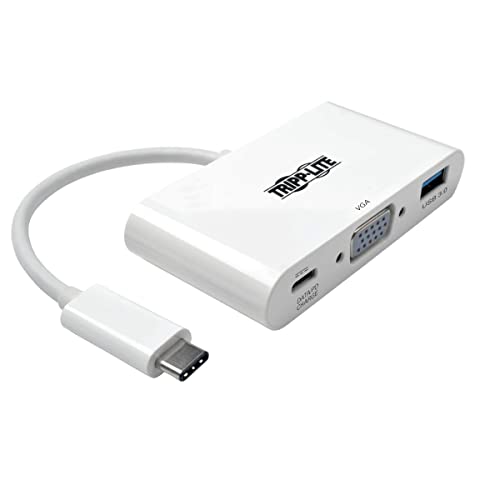 Tripp Lite U444-06N-VU-C USB-C (Type-C) auf VGA Adapter mit USB-A und USB-C PD Ladeanschlüssen, USB 3.1 Gen 1, Thunderbolt 3 kompatibel, 1080p von Tripp Lite