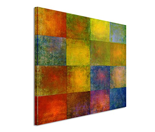 Eau Zone GmbH Kunstdruck auf Leinwand 120x80cm Bild – Geometrische Bunte Quadrate von Eau Zone GmbH