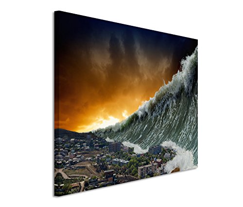 Eau Zone GmbH Kunstdruck auf Leinwand 120x80cm Künstlerische Fotografie – Apokalyptische Tsunami Welle von Eau Zone GmbH