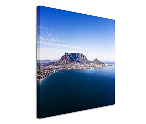 Eau Zone GmbH Kunstdruck auf Leinwand 80x80cm Landschaftsfotografie – Weites Panorama von Kapstadt in Südafrika von Eau Zone GmbH