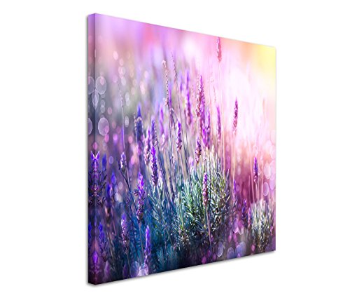 Eau Zone GmbH Kunstdruck auf Leinwand 80x80cm Naturfotografie – Blühender Lavendel in der Sonne von Eau Zone GmbH