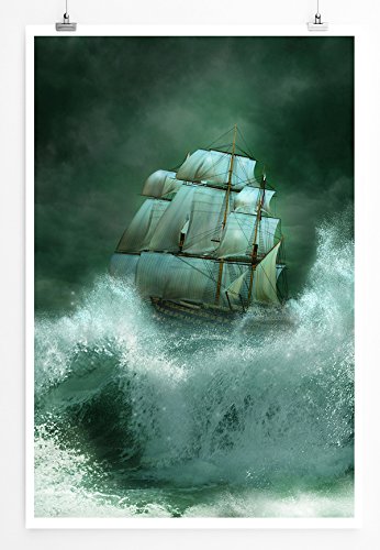 Eau Zone Bilder - Bild – Schiff bei Unwetter auf rauer See- Leinwand Kunstdrucke Wandbilder aus Deutschland Eau Zone Bilder - Bild – Schiff bei Unwetter auf rauer See- Leinwand Kunstdrucke Wandbilder aus Deutschland von Eau Zone