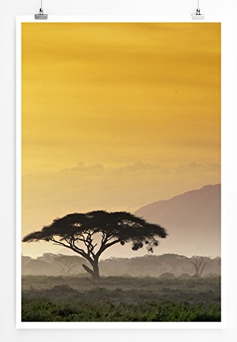 Eau Zone Bilder - Landschaft Natur – Sonnenaufgang in Kenia Afrika- Leinwand Kunstdrucke Wandbilder aus Deutschland von Eau Zone