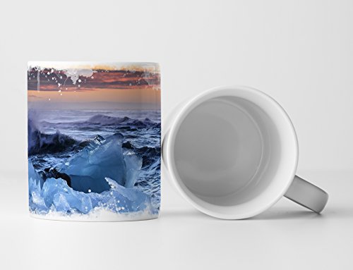 Eau Zone Fotokunst Tasse Geschenk Eislagune in Island mit Eisschollen von Eau Zone