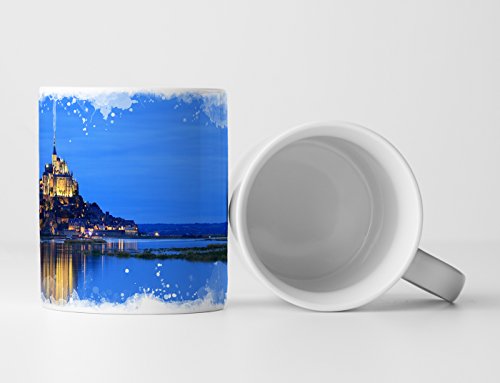 Eau Zone Fotokunst Tasse Geschenk Landschaftsfotografie – Mont Saint-Michel am Abend von Eau Zone