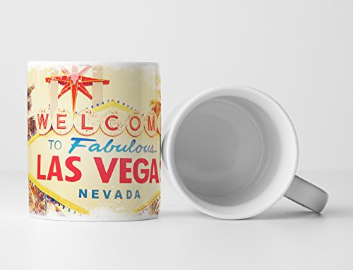 Eau Zone Fotokunst Tasse Geschenk Urbane Fotografie – Welcome to Las Vegas Nevada von Eau Zone