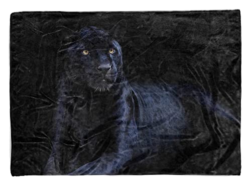 Eau Zone Handtuch Strandhandtuch Saunatuch Kuscheldecke mit Tiermotiv Schwarzer Panther Größe 180x100 cm von Eau Zone