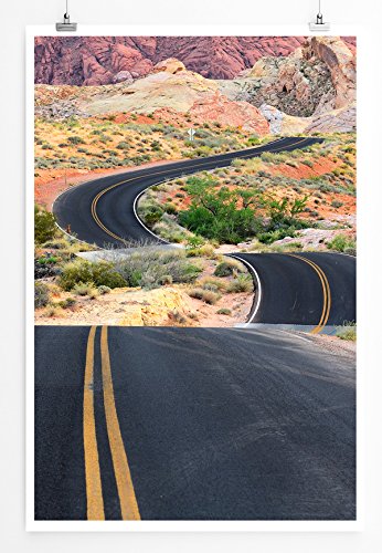 Eau Zone Home Bild - Landschaft Natur – Autobahn im Tal bei Las Vegas Nevada USA- Poster Fotodruck in höchster Qualität von Eau Zone