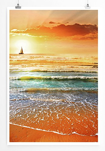Eau Zone Home Bild - Landschaft Natur – Segelboot Sonnenaufgang- Poster Fotodruck in höchster Qualität von Eau Zone