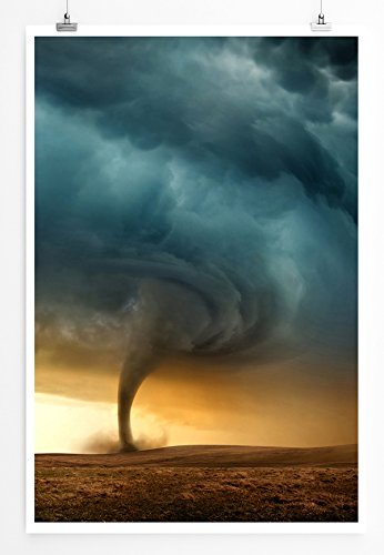 Eau Zone Home Bild - Landschaft Natur – Tornado am Abendhimmel- Poster Fotodruck in höchster Qualität von Eau Zone