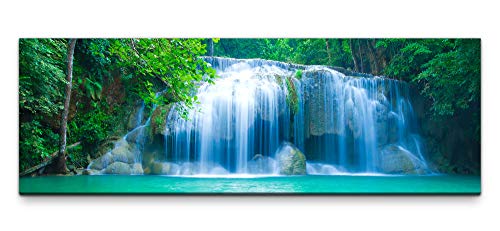Eau Zone Leinwandbild auf Echtholzrahmen Wasserfall in Thailand 120x40cm von Eau Zone