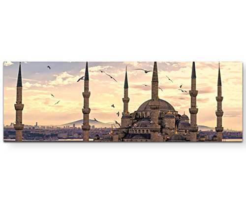 Eau Zone Wandbild auf Leinwand 120x40cm Sonnenuntergang über der blauen Moschee – Istanbul Eau Zone Wandbild auf Leinwand 120x40cm Sonnenuntergang über der blauen Moschee – Istanbul von Eau Zone