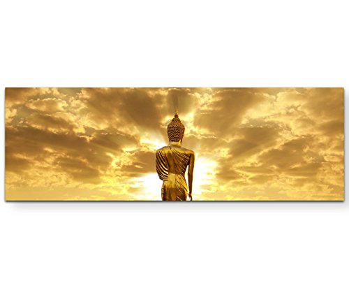 Eau Zone Wandbild auf Leinwand 120x40cm Goldener Buddha in Thailand von Eau Zone