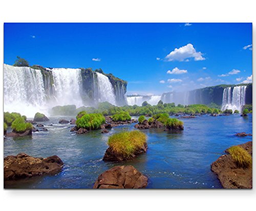 Eau Zone Wandbild auf Leinwand 120x80cm Iguazu-Wasserfälle – Brasilien von Eau Zone