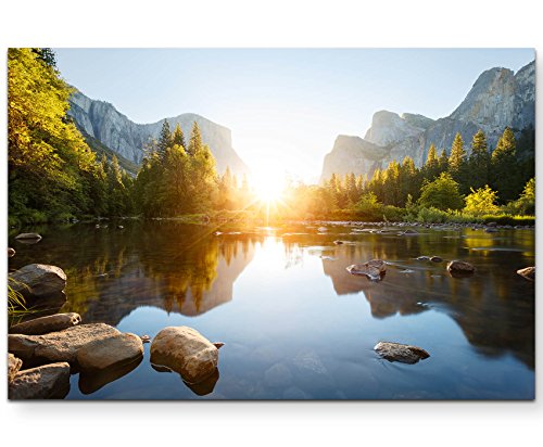 Eau Zone Wandbild auf Leinwand 120x80cm Sonnenaufgang im Yosemite-Nationalpark von Eau Zone